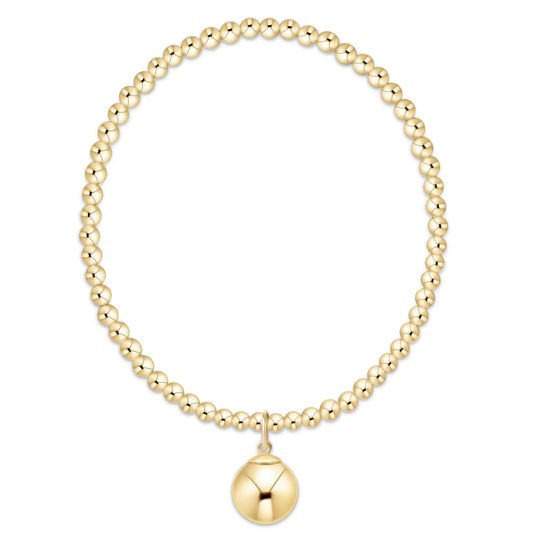 Classic Gold 3mm Bracelet - Classic Gold 10mm Charm