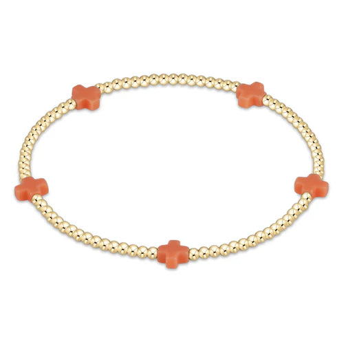 2mm Mini Cross Coral Gold
