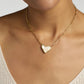 ARI HEART STATEMENT SHORT PENDANT NECKLACE GOLD IVORY MOTHER OF PEARL