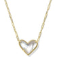 ARI HEART STATEMENT SHORT PENDANT NECKLACE GOLD IVORY MOTHER OF PEARL