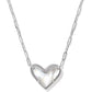 ARI HEART STATEMENT SHORT PENDANT NECKLACE SILVER IVORY MOTHER OF PEARL
