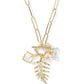 Bianca Butterfly Charm Necklace Gold Iridescent White Mix