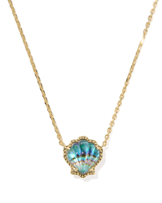 BRYNNE SHELL SHORT PENDANT NECKLACE GOLD ABALONE