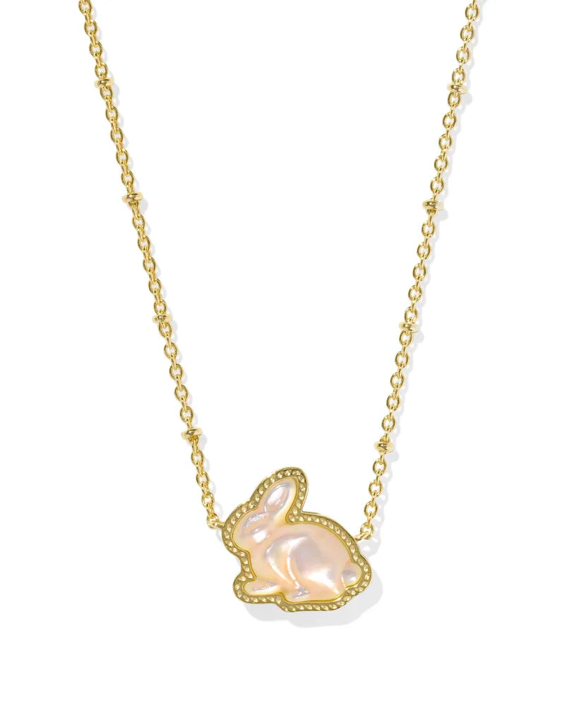 Bunny Short Pendant Necklace Gold Taupe MOP