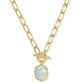 Daphne Link Chain Necklace Gold White Opalscent Resin