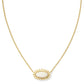 ELISA COLOR BURST FRAME SHORT PENDANT NECKLACE IN GOLD WHITE MOTHER OF PEARL