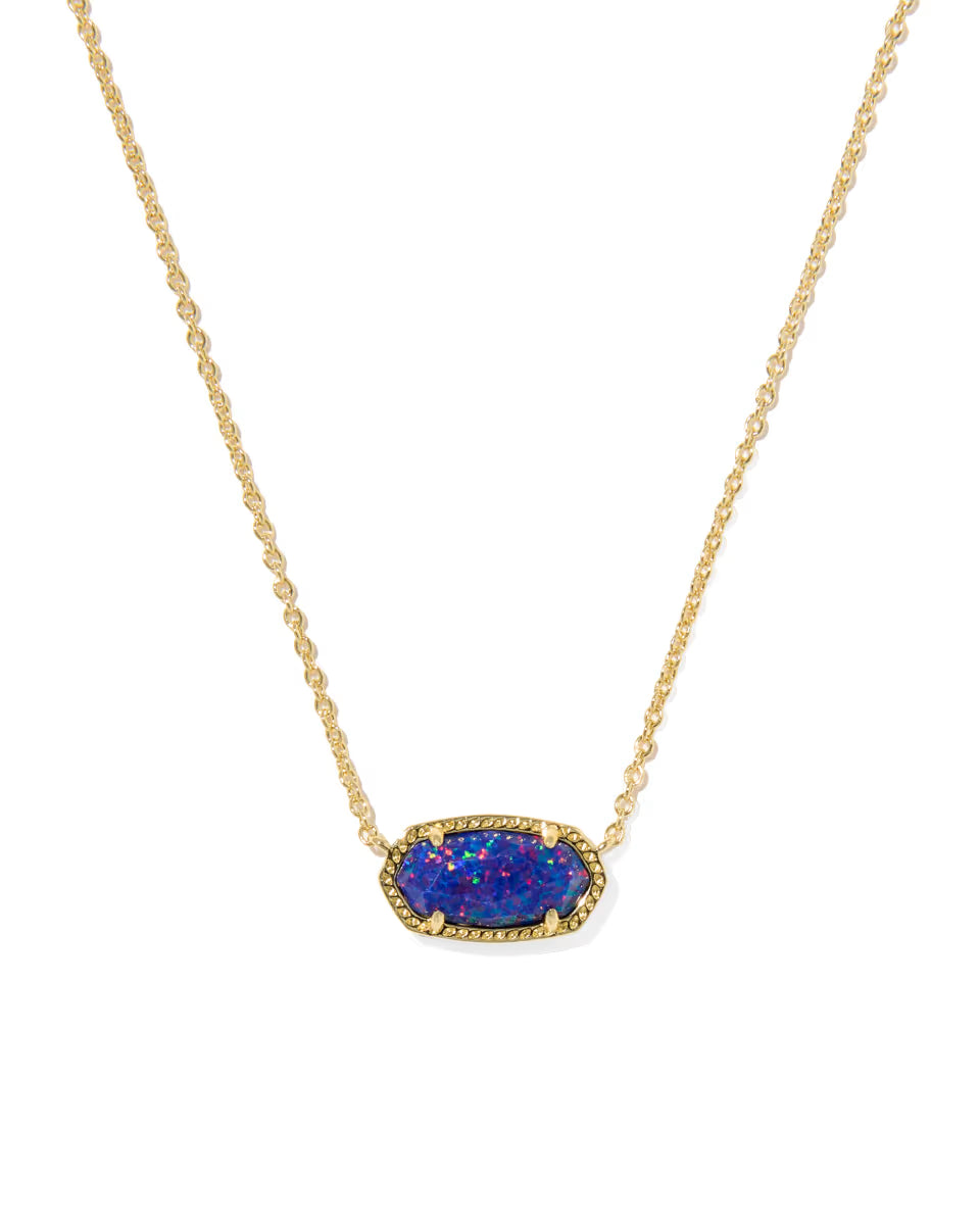ELISA PENDANT NECKLACE GOLD INDIGO KYOCERA OPAL