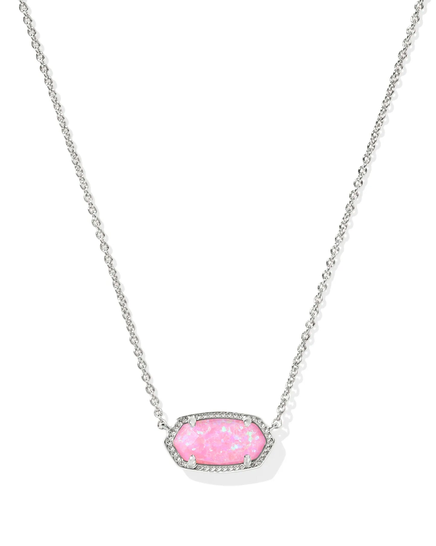 Elisa Necklace Rhodium Light Carnation Pink Opal