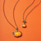 PUMPKIN LONG PENDANT NECKLACE GOLD ORANGE MOTHER OF PEARL