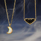 MOON SHORT PENDANT NECKLACE GOLD WHITE OPALESCENT RESIN