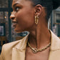 MAURA BAMBOO HOOP EARRINGS GOLD WHITE CRYSTAL