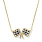 CHECKERED FLAG SHORT PENDANT NECKLACEGOLD WHITE MOTHER OF PEARL