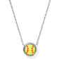 Softball Short Pendant Necklace Rhodium Chartreuse