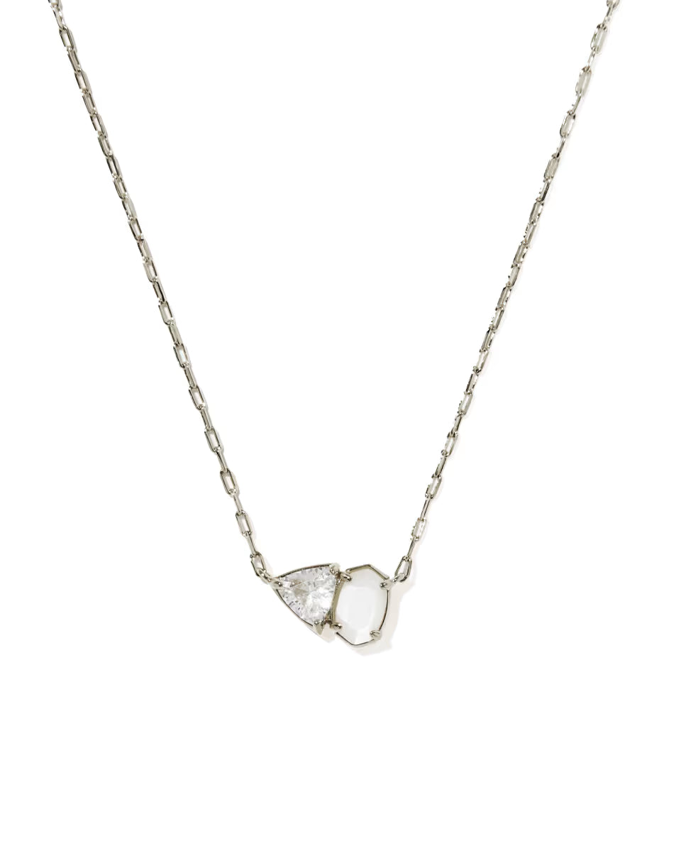 TATUM SHORT PENDANT NECKLACE SILVER NEUTRAL MIX