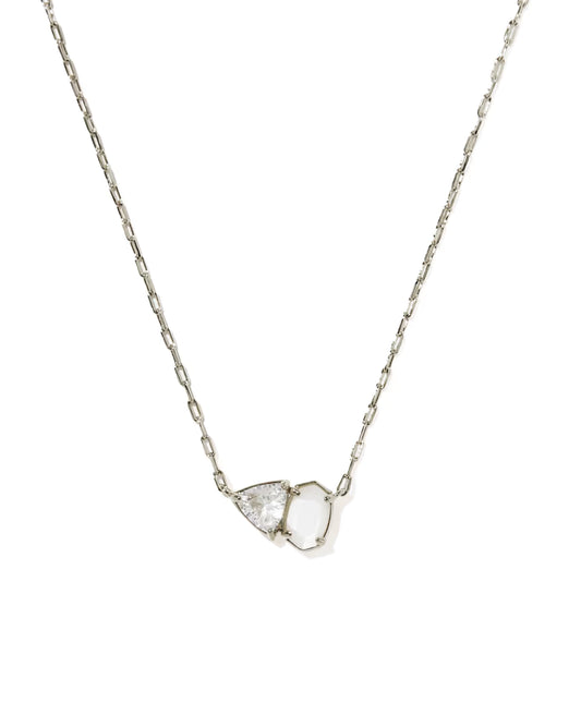 TATUM SHORT PENDANT NECKLACE SILVER NEUTRAL MIX