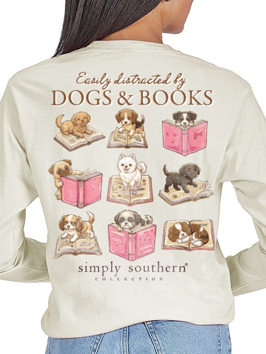 Distracted by Dogs & Books LS Tee