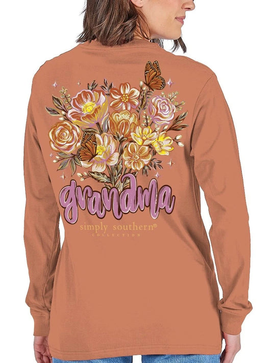 Grandma Floral Butterfly LS Tee