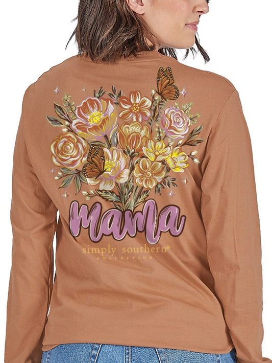 Mama Floral Butterfly LS Tee