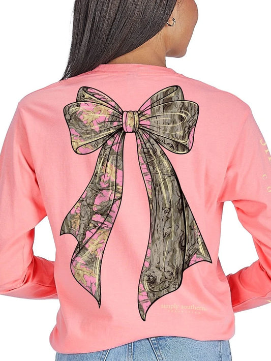 Tree Camo Bow Pink LS Tee