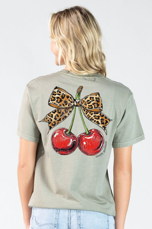 Cherry Cheetah Bow Mineral Wash Tee