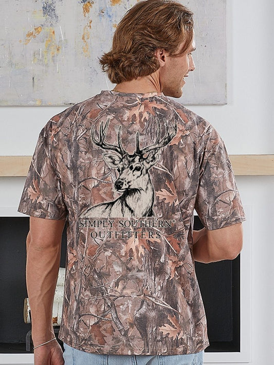 Deer on Camo Short Sleeve Tee