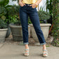 High Waist Dark Boyfriend Jeans Style 82646