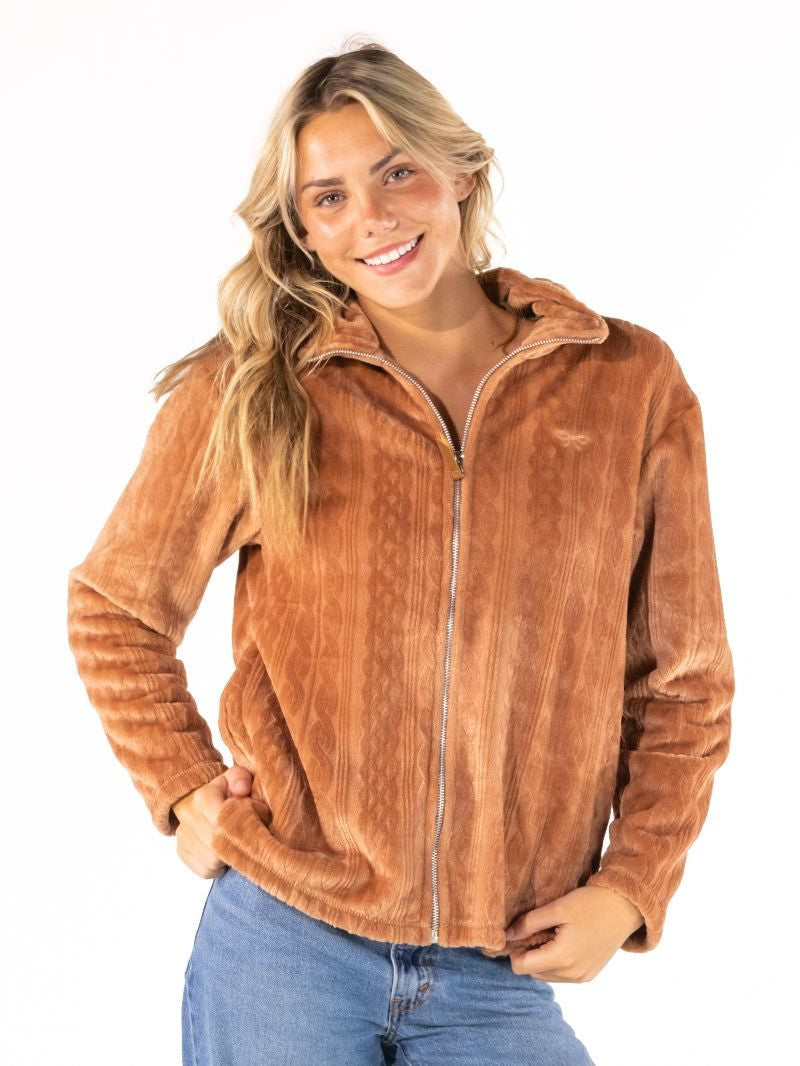 Elsie Brown Full Zip Sherpa -