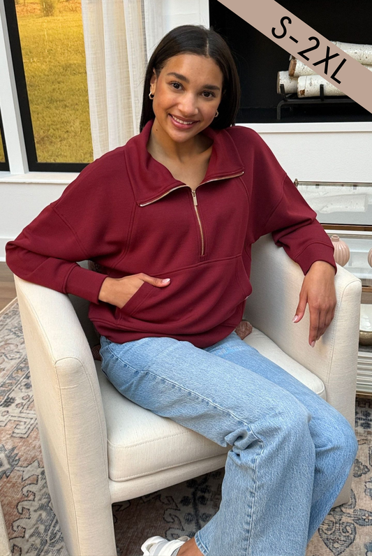 SS Ragland HalfZip - Burgundy
