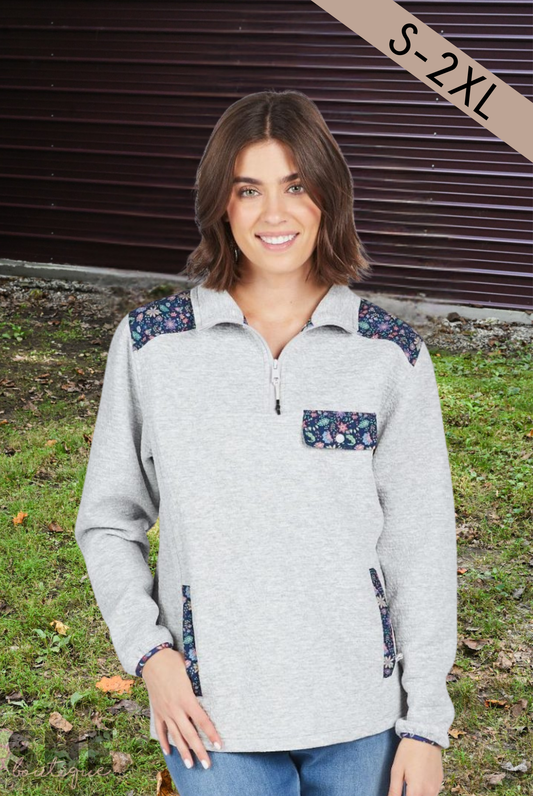 SS Aria Floral Quarter Zip