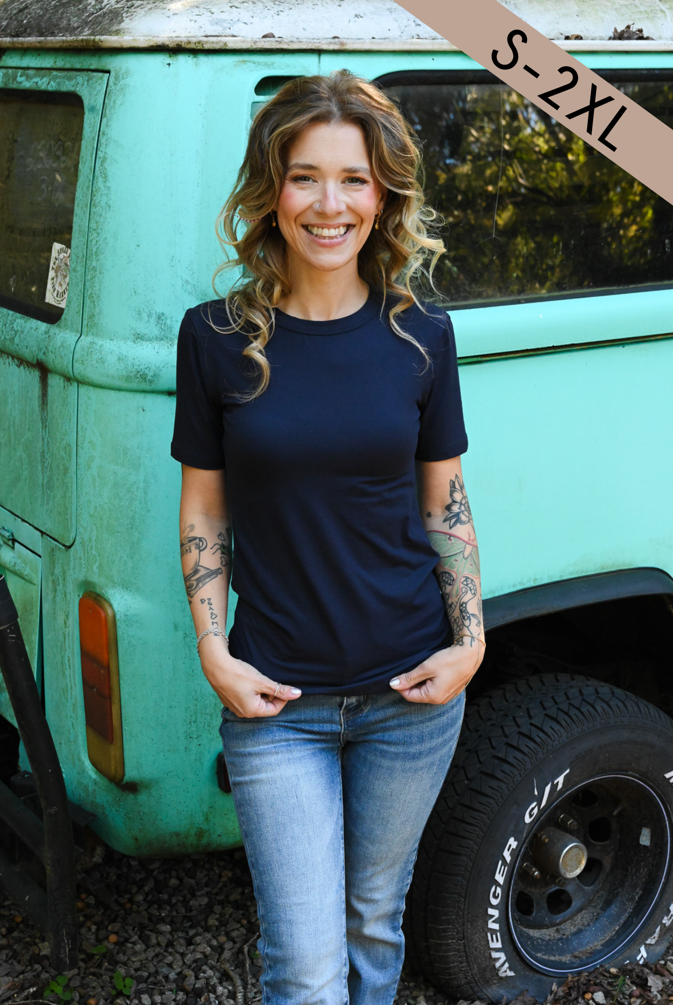 Sally Simple Top - Navy