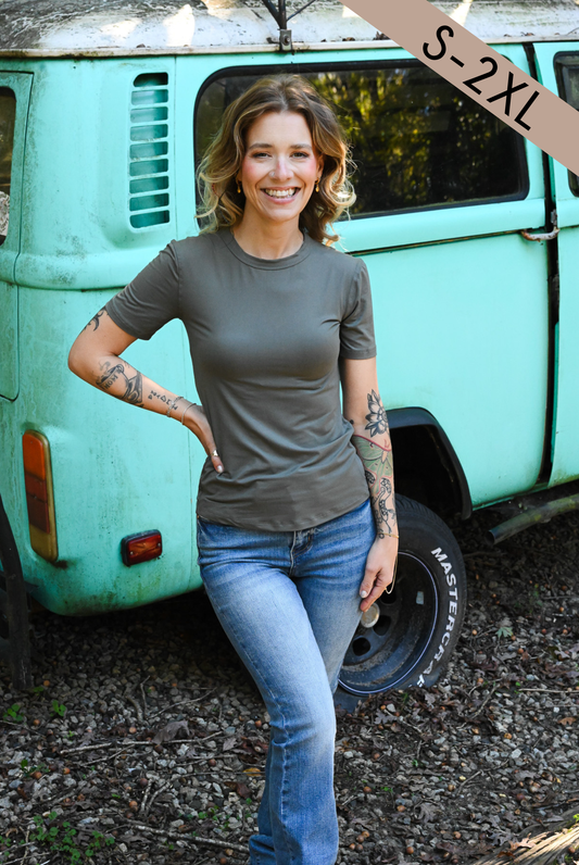 Sally Simple Top - Olive