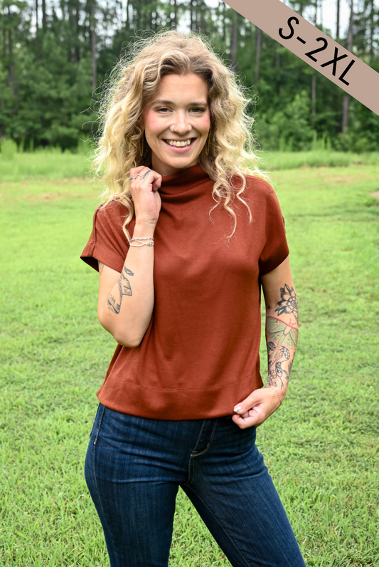 Apricot Mock Neck Top