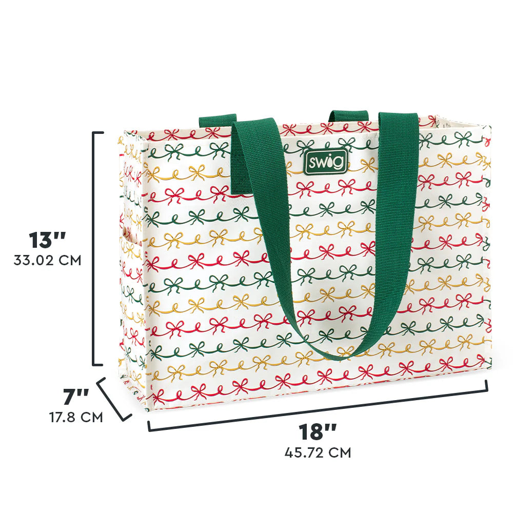 Christmas Bows Large Reuseable Tote