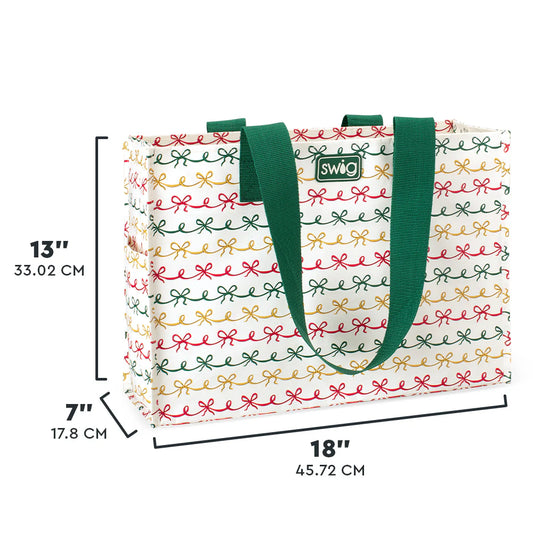 Christmas Bows Large Reuseable Tote