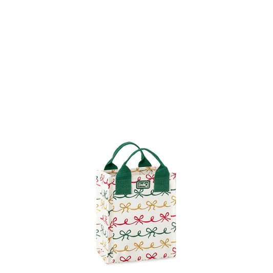 Christmas Bows Mini Reuseable Tote