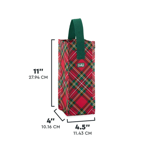 Christmas Plaid Wine Reuseable Tote