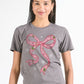 Pink Christmas Print Bow Tee