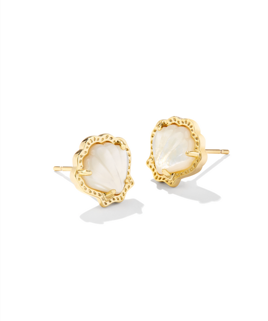 BRYNNE SHELL STUD EARRINGS IN GOLD IVORY MOTHER OF PEARL