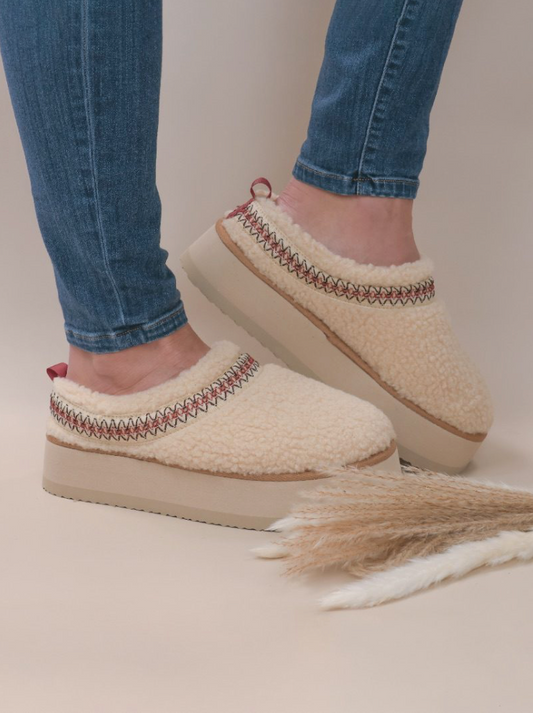 SS Sherpa Cream Platform Slipper