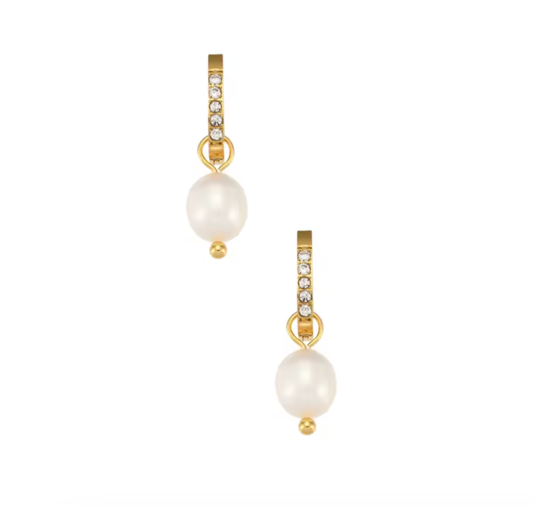 Georgie Huggie Hoop Gold Pearl Earrings