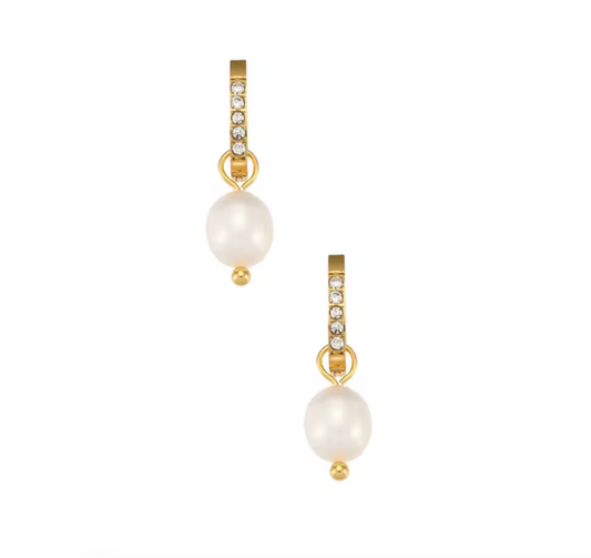Georgie Huggie Hoop Gold Pearl Earrings