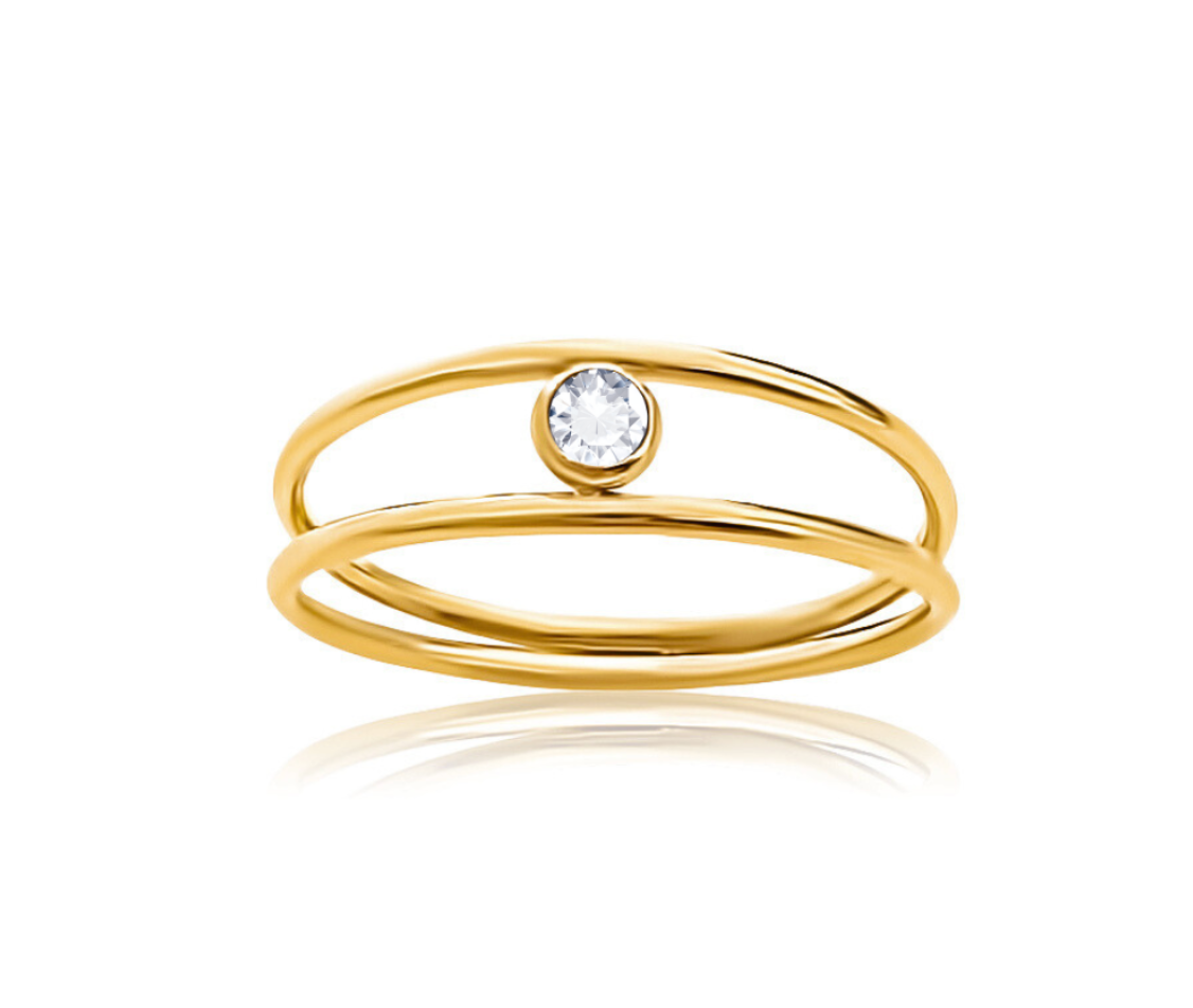 Hollis Double Layer Gold Solitaire Ring Size 7