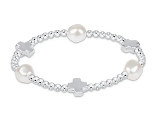 Signature Cross Admire Pearl Pattern 3mm Bead Bracelet - Sterling