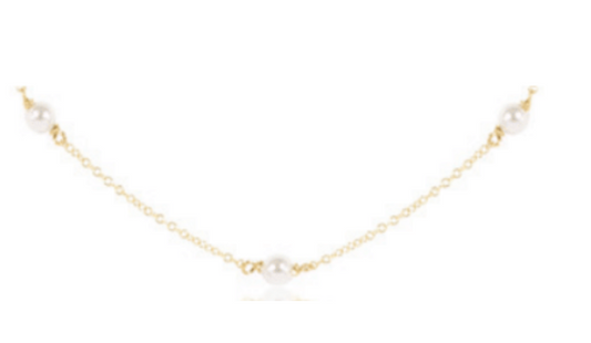 17" Choker Simplicity Chain Gold - 4mm Pearl