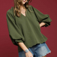Tanner Bubble Sleeve Olive Top
