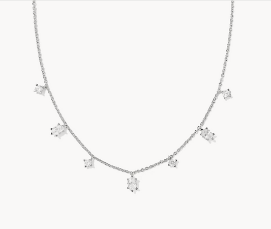 CAILIN DELICATE STRAND NECKLACE SILVER WHITE CZ