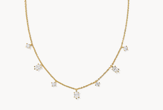 CAILIN DELICATE STRAND NECKLACEGOLD WHITE CZ