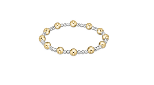Classic Sincerity Pattern 6mm Bead Bracelet - Mixed Metal