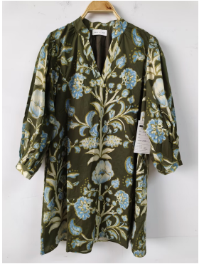 Zahra Olive Floral Dress