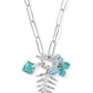 Bianca Butterfly Charm Necklace Rhodium Bright Aqua Mix